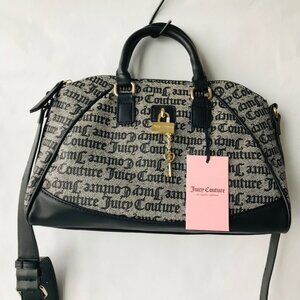 Juicy Couture Eastside Westside Satchel Faux Leather Black/Beige 12.5” W x 8” H